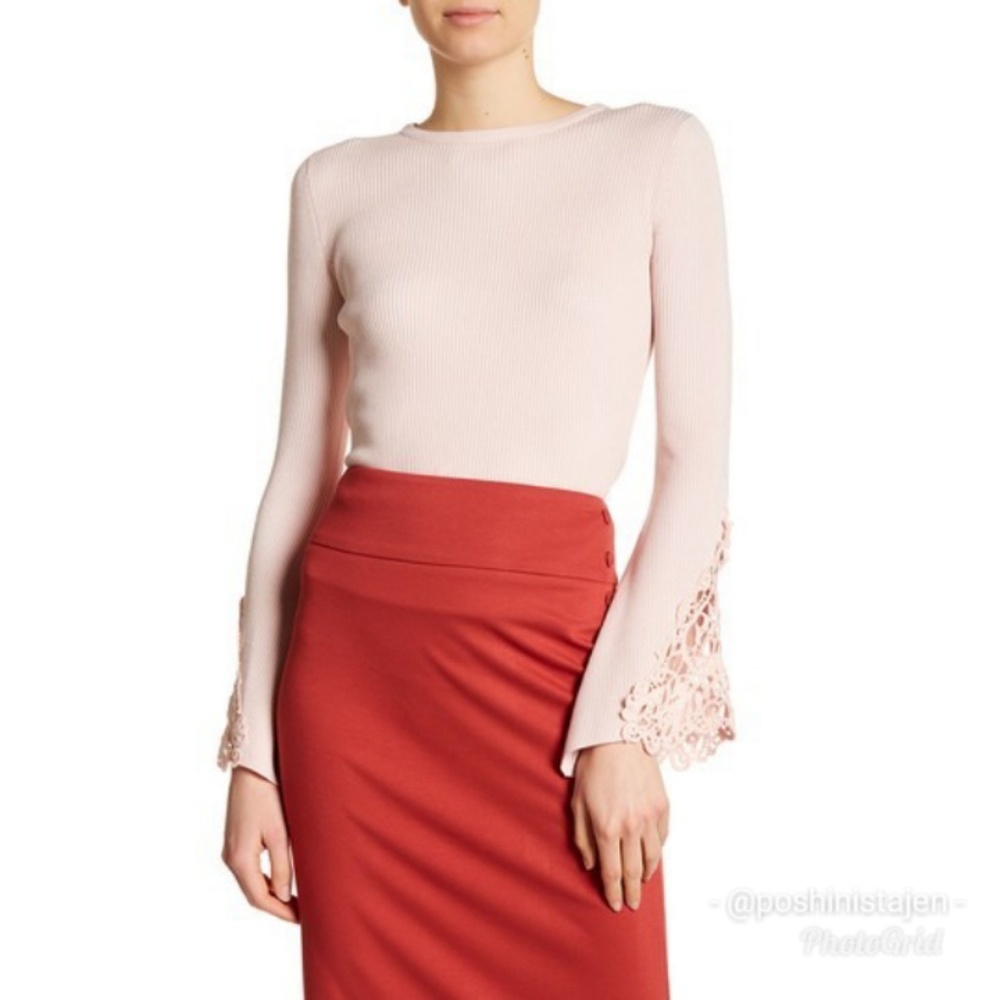 🆕 NWT Catherine Malandrino Crochet Bell Sleeve - Picture 3 of 4